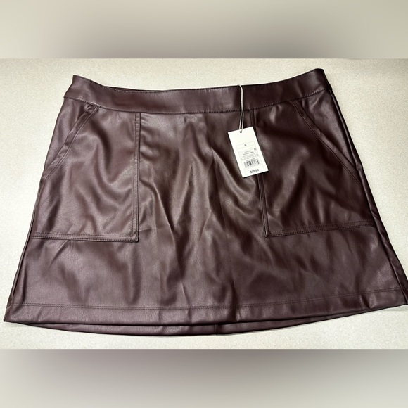 a new day Dresses & Skirts - NWT A New Day Women's Mini Faux Leather Skirt Brown Size L
